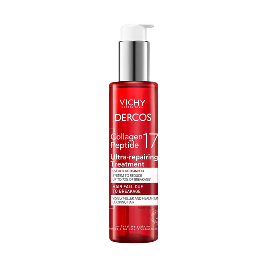 Dercos Collagen Peptide 17 Ultra-Repairing Treatment, 150ml, Anti Hair Fall Pre-Shampoo Bond Repair Hair Treatment, Strengthens, Reduces Breakage, Preps & Protects