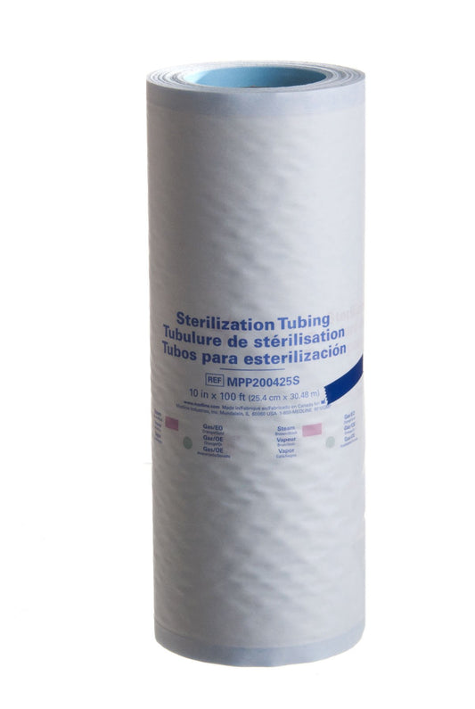 Medline Instrument Sterilization Tubing, Steam and Gas Resistant, 10 Inches x 100 Feet Roll, Case of 4 Each
