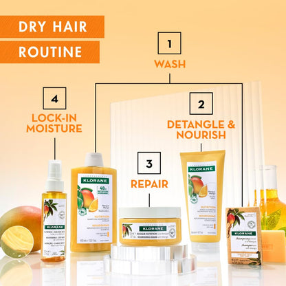 Klorane Nourishing Conditioner with Mango Butter, Moisturize and Hydrate Dry Hair, Paraben, Silicone, SLS Free