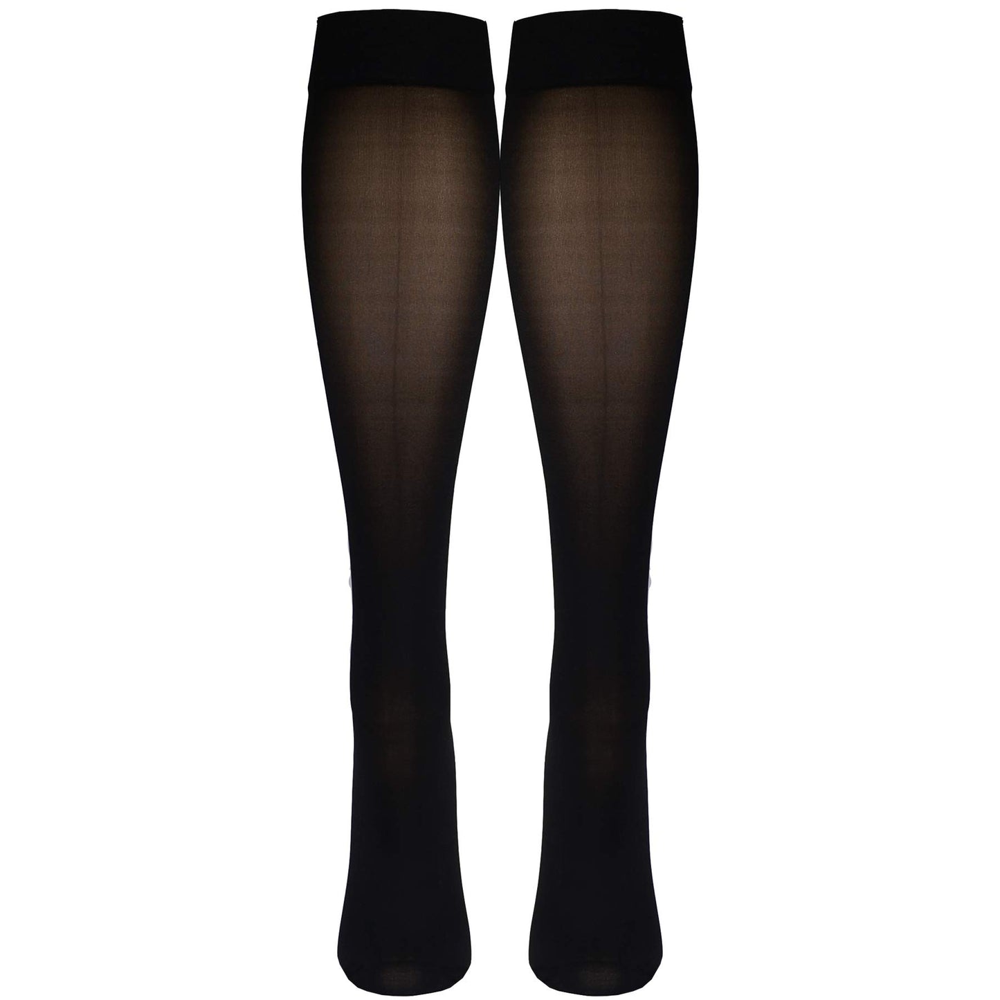 NuVein Sheer Compression Stockings, 30-40 mmHg Support, Knee Length, Closed Toe, 20 Denier, Black, X-Large