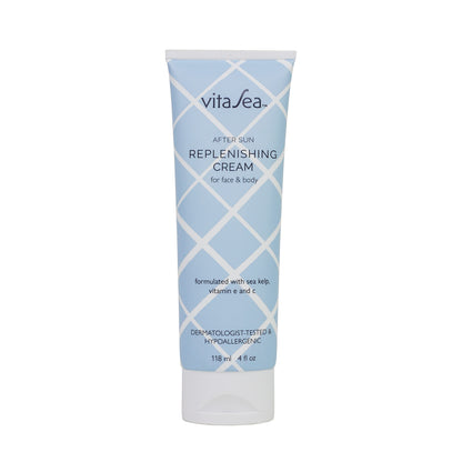 VitaSea After Sun Replenishing Cream for Face and Body, Refresh, Hydrate & Soothe Heat Exposed Skin, Fast-Absorbing Vegan After Sun Care, Formulated with Sea Kelp, Vitamin E & C, 4 Fl Oz