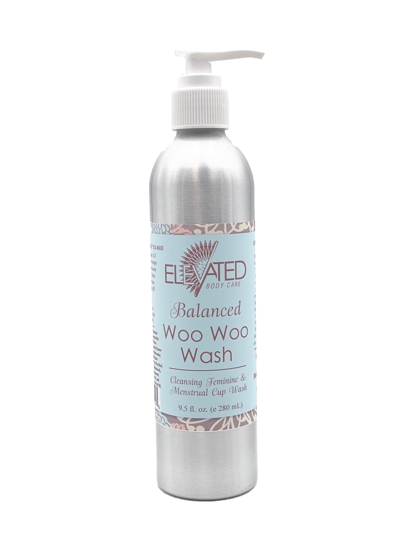 Natural Feminine Wash For Women - Woo Woo Wash Gentle Herbal Infused Intimate Care - Postpartum - Vegan Vaginal Wash Aluminum Bottle (Balanced (Clary Sage & Orange), With Pump)