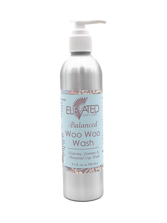 Natural Feminine Wash For Women - Woo Woo Wash Gentle Herbal Infused Intimate Care - Postpartum - Vegan Vaginal Wash Aluminum Bottle (Balanced (Clary Sage & Orange), With Pump)