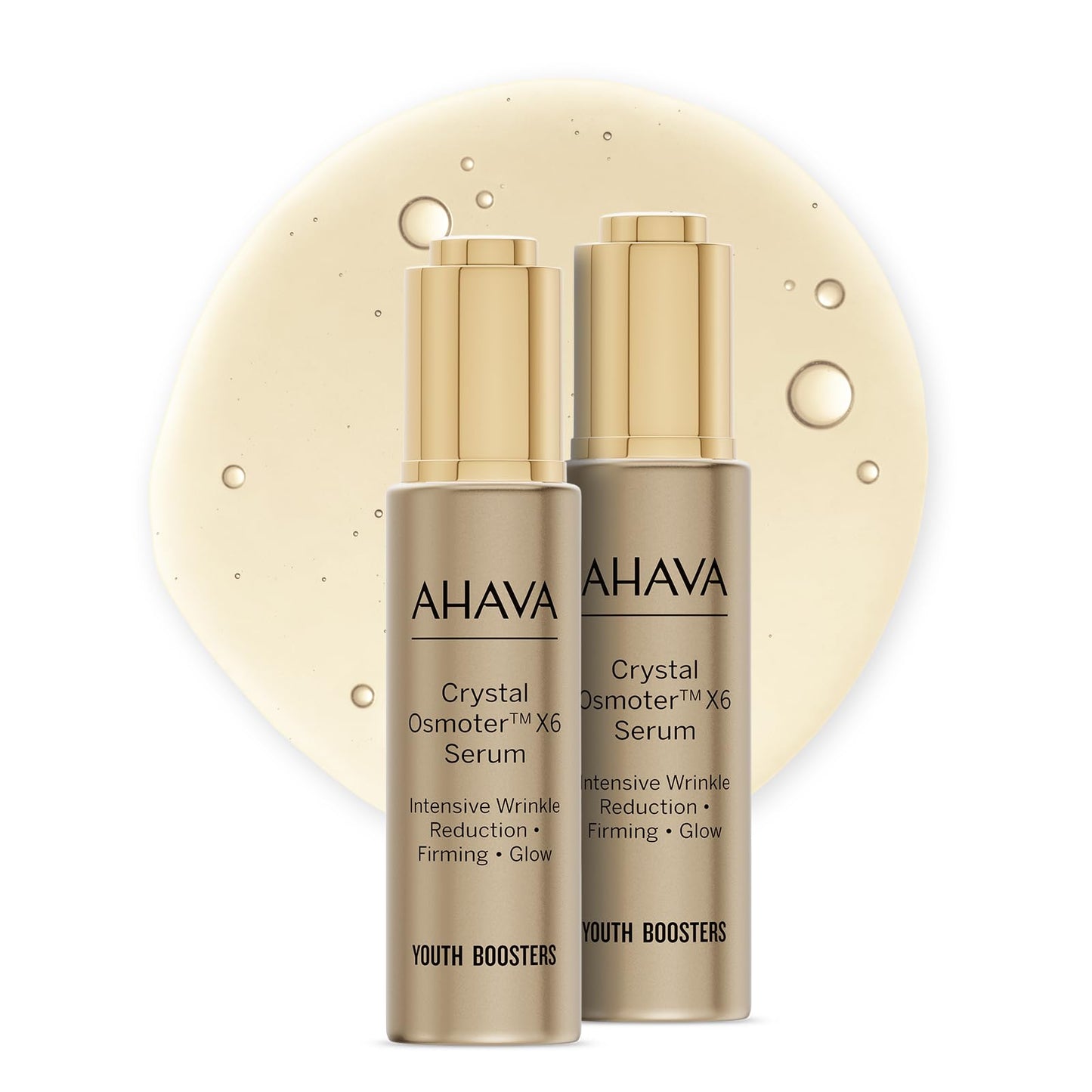 AHAVA Crystal Osmoter X6 Serum Duo Set, 1 Fl.Oz x 2 - Smooth oily lotion with Dead Sea Minerals & Osmoter, to enhance skin radiance, provide firmness and treatment against wrinkles & fine lines