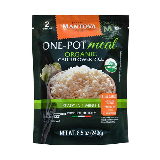 Mantova Organic Cauliflower Rice, 8.5 oz. (Pack of 6), Product of Italy, One-Pot Meal, Microwaveable, Ready-in-Minutes Cauliflower Rice, All-Natural, Healthy Rice Alternative, Ideal for Soups, Stews, Side Dishes, Salads, Rice Bowls, Breakfast Bowls...