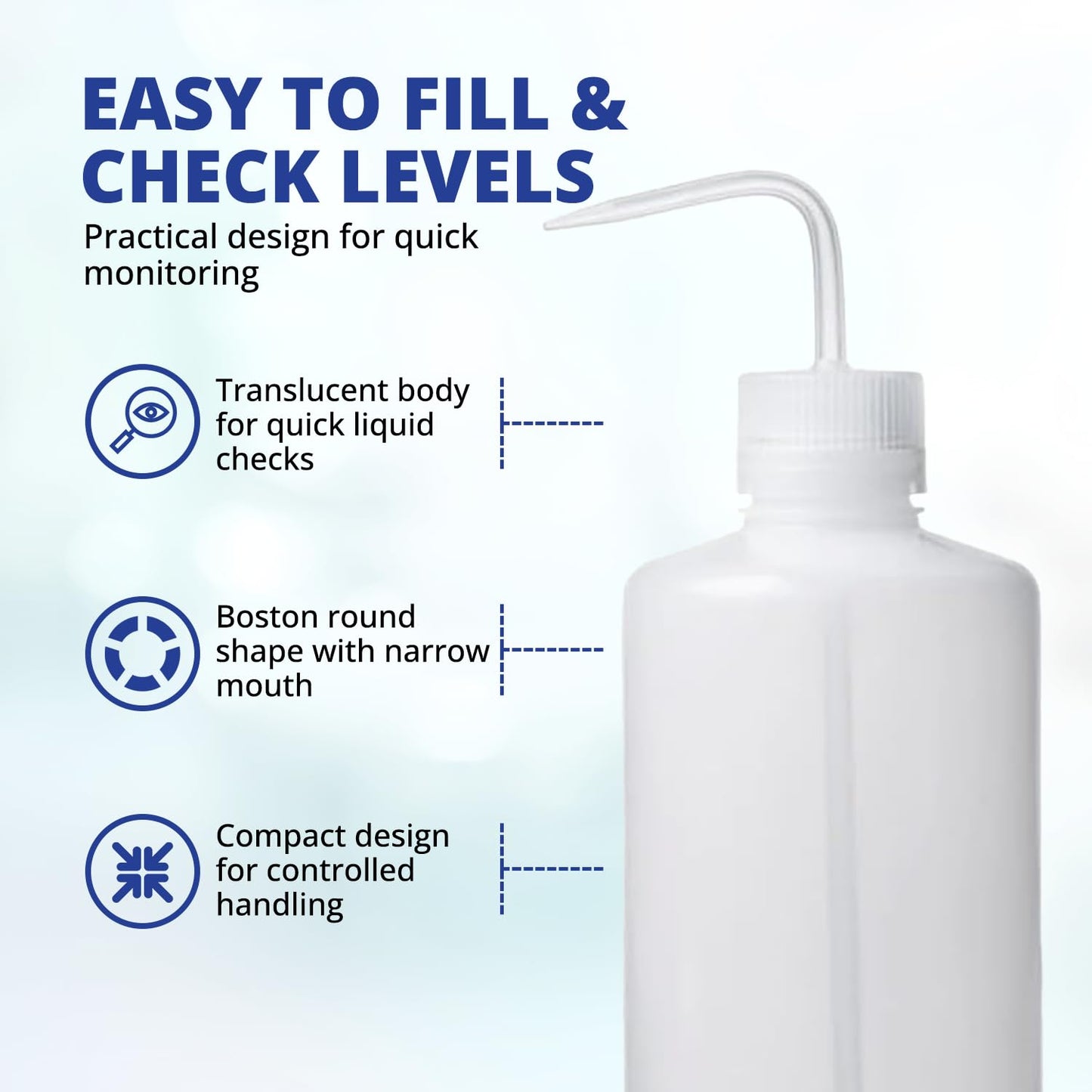 United Scientific™ UniSafe™ 125mL (4oz) Vented Wash Bottle - Leakproof LDPE Narrow Mouth Squeeze Bottle for Lab, Cleaning, Acetone, Deionized Water, Tattoo Cleaning Supplies (1 Pack)