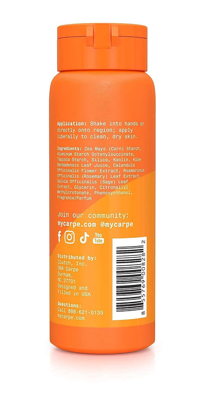 Carpe Sweat Absorbing Talc-Free Body Powder for Women, Anti-Chafing and Safe for Feminine Areas, White Jasmine Scent