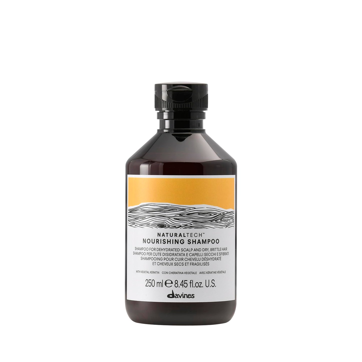 Davines Naturaltech Nourishing Shampoo, Restructuring & Hydrating for Dry & Damaged Hair - With Vegetal Keratin - Gentle Cleanser for Dehydrated Scalp & Hair, 8.45 Fl Oz