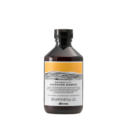 Davines Naturaltech Nourishing Shampoo, Restructuring & Hydrating for Dry & Damaged Hair - With Vegetal Keratin - Gentle Cleanser for Dehydrated Scalp & Hair, 8.45 Fl Oz