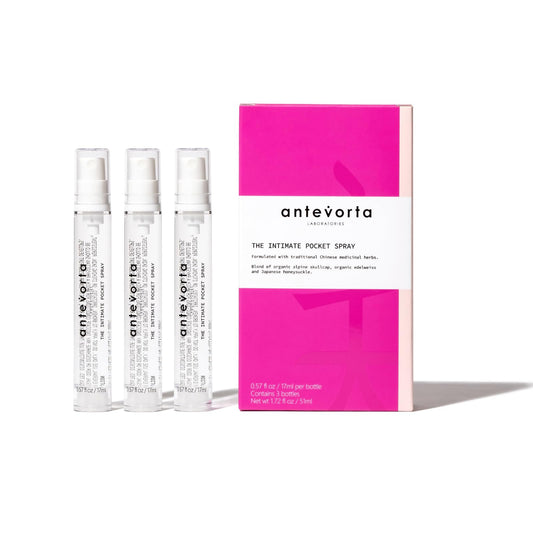 Antevorta Intimate Pocket Spray Set | Moisturizing & Hydrating for Dryness, Neutralizes Odor, Irritability With Organic Alpine Skullcap, Edelweiss & Japanese Honeysuckle 1.72 oz
