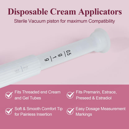 40 Packs Disposable Vaginial Suppository Applicators - Fits Lubricants, Creams and Most OTC Gels, Individually Wrapped Feminine Care Applicator with Dosage Markings