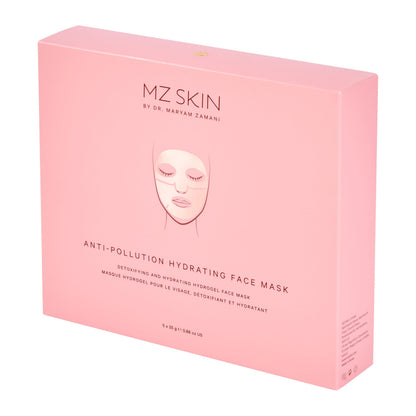 MZ SKIN Anti-Pollution Hydrating Face Mask - Detoxifying Hydrogel Treatment for Radiant Glowing Skin, With Vitamin C, Centella Asiatica, Tranexamic Acid & Hyaluronic Acid