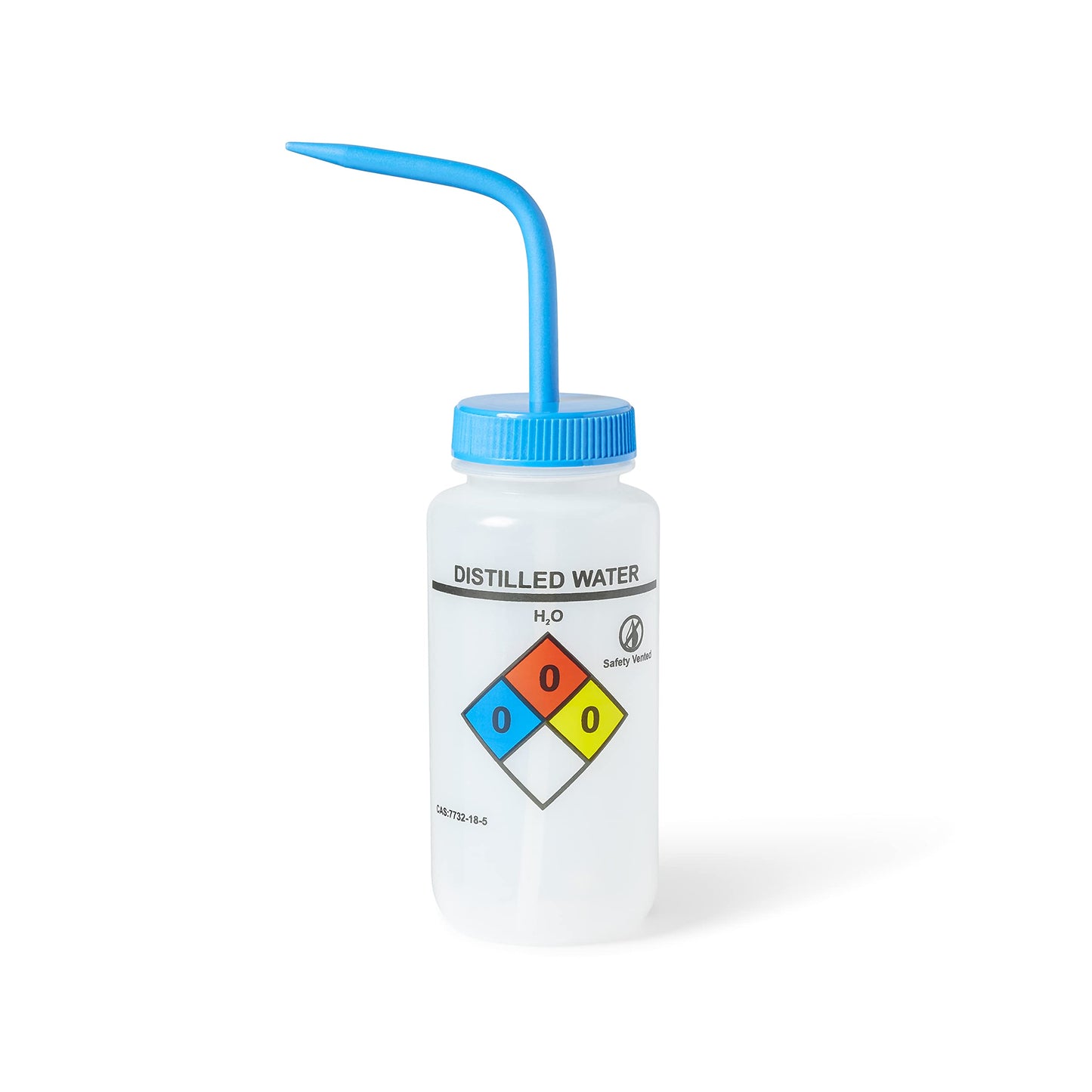 United Scientific™ UniSafe™ Laboratory Grade Wide Mouth LDPE Vented Chemical Wash Bottle, Distilled Water, 500mL (16oz), 4-Color, Pack of 6
