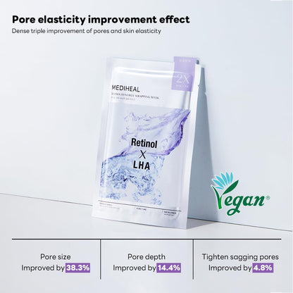 Mediheal Derma Synergy Wrapping Mask for Pore Elasticity (4 Packs) - Pore Spot & Improved Skin Balance with Retinol, LHA