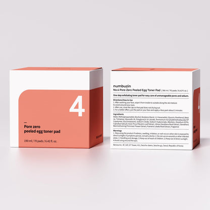 numbuzin No.4 Toner Pads | Pore Zero Peeled Egg Toner Pad | Gentle Exfoliator, PHA, LHA, Makeup Skin Prep, Panthenol | Korean Skincare for Face | 70 Pads/6.42 fl. oz.