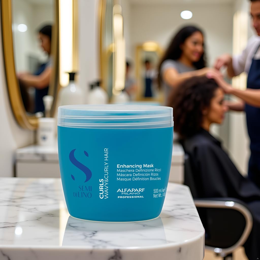 Alfaparf Milano Semi Di Lino Curls Enhancing Mask for Wavy and Curly Hair - Hydrates and Nourishes - Reduces Frizz - Protects Against Humidity - Vegan-Friendly Formula
