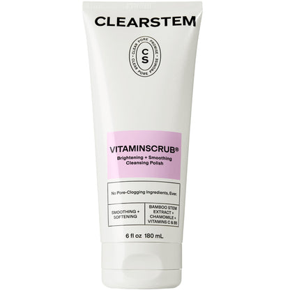 CLEARSTEM - VITAMINSCRUB - Antioxidant-Infused Scrub Cleanser - Exfoliating Face Wash + Body Scrub - Vitamin C, Hemp, Bamboo - Skin Care Products - Gluten Free, Cruelty Free - 6 fl oz / 180ml