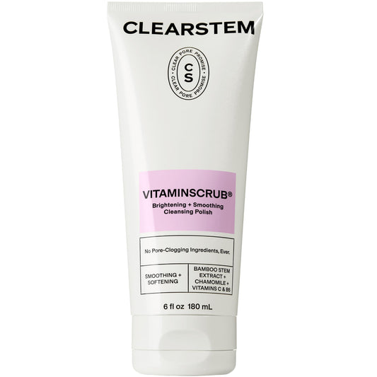 CLEARSTEM - VITAMINSCRUB - Antioxidant-Infused Scrub Cleanser - Exfoliating Face Wash + Body Scrub - Vitamin C, Hemp, Bamboo - Skin Care Products - Gluten Free, Cruelty Free - 6 fl oz / 180ml