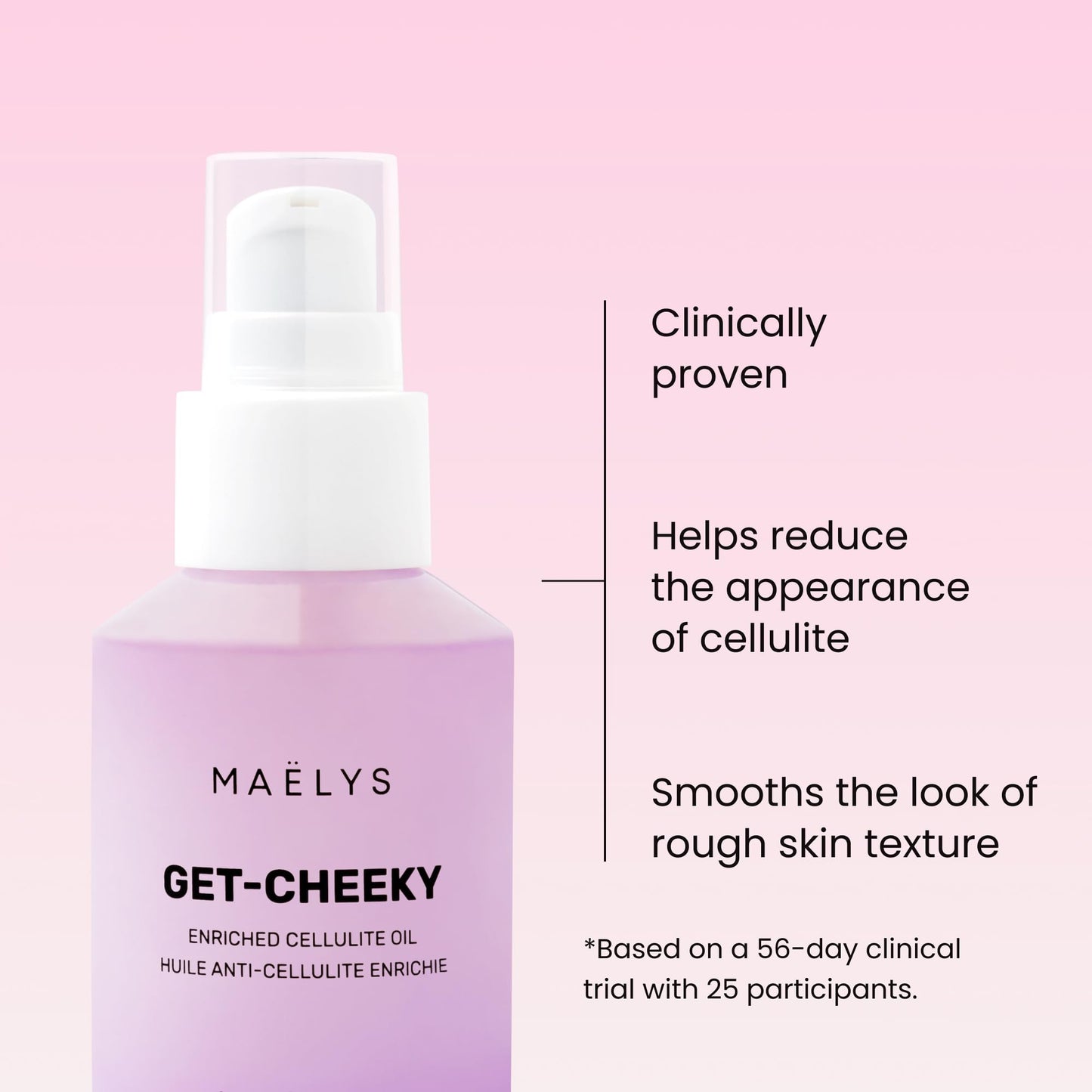 MAËLYS GET-CHEEKY Body Oil for Women - Cellulite Massage Oil with Shea Butter & Vitamin E - Skin Oil for Massage Therapy & After Shower Use - Helps Reduce the Look of Dimpled Skin (2 Fl Oz)