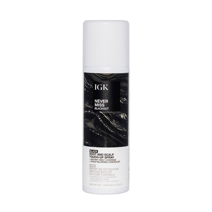 IGK Never Miss Root and Scalp Touch-Up Spray for Gray Coverage – Black Hair Color, Sweat-Resistant, Waterproof, Natural-Looking Root Concealer, 2.0 oz