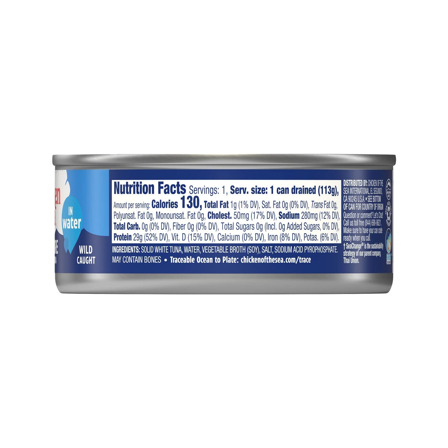 Chicken of the Sea Solid White Premium Albacore Tuna in Water, 5 oz. Can (Pack of 1), Wild Caught Tuna
