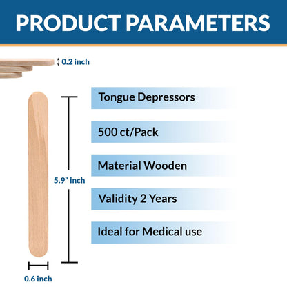 Perfect Stix Tongue Depressors, Non-Sterile, 6", 500 Ct Senior, Pack of 500ct, Brown