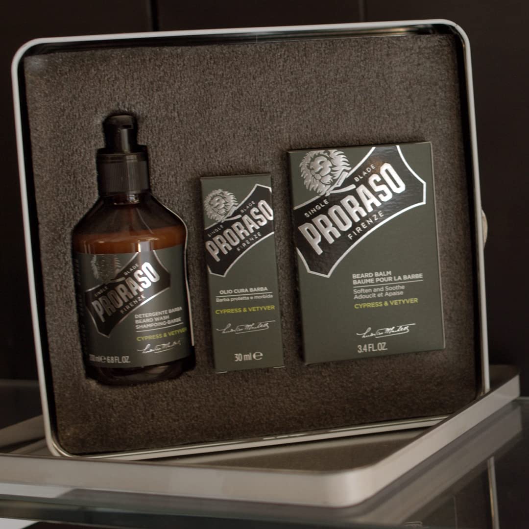 Proraso Beard Care Kit Gift Set for Men with Beard Wash, Beard Oil and Beard Balm