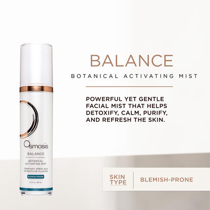 Osmosis BALANCE Face Toner for Blemish Prone Skin, Botanical Activating Mist, Oil Control With Tea Tree Oil, 2.7 fl oz