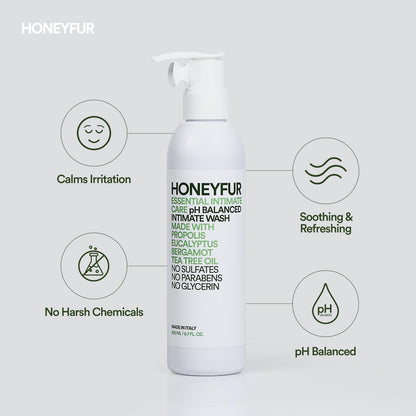 HONEYFUR pH Balanced Feminine Wash | Gentle Cleanser For Sensitive Skin | Natural Intimate Area Hygiene Wash – Sulfates & Paraben Free – Soothing, Refreshing, Calms Irritation – 200 ML / 6.7 FL OZ