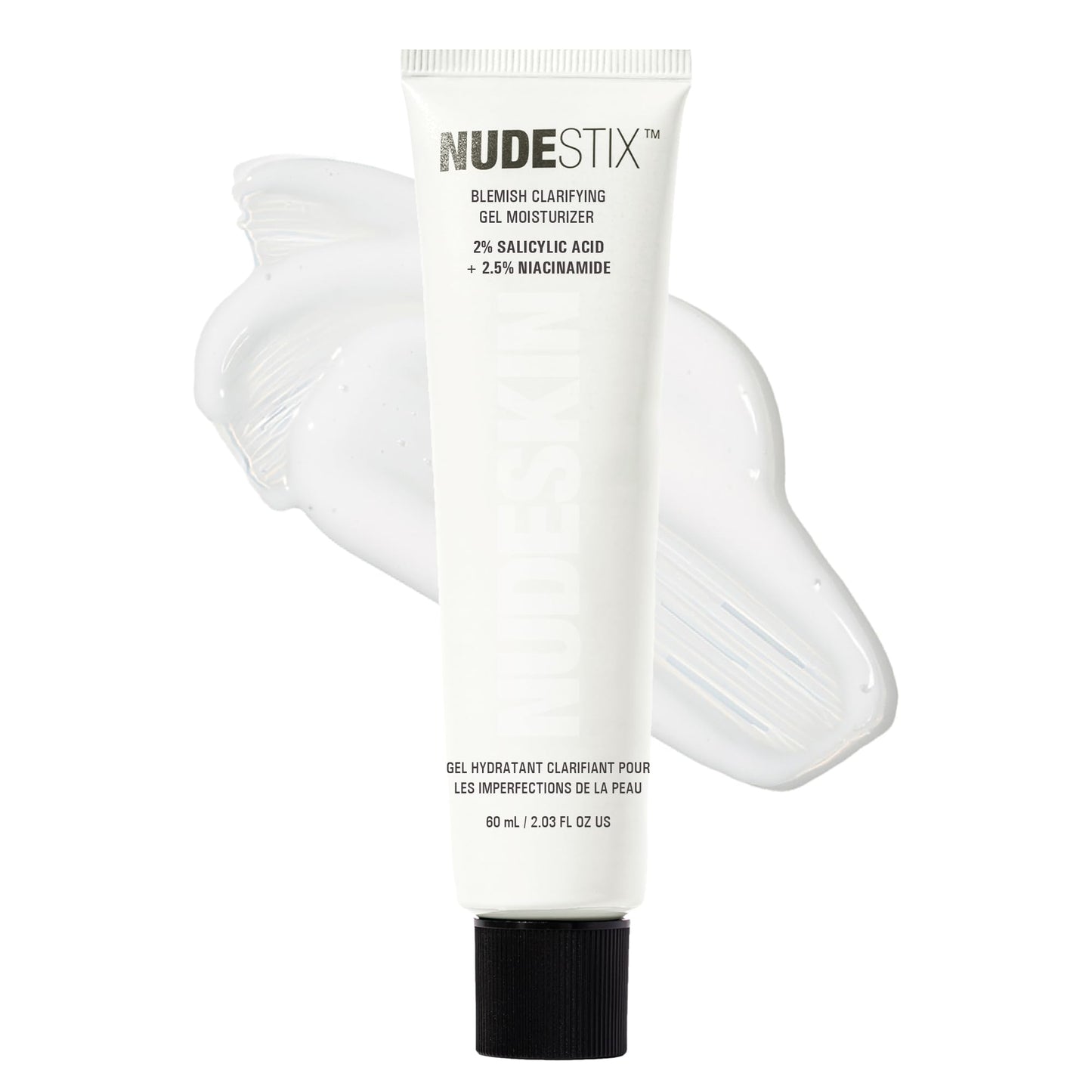 Nudestix Blemish Clarifying Gel Moisturizer – Lightweight Salicylic Acid Acne Treatment with Niacinamide, Cica & Hyaluronic Acid | Hydrating, Vegan Daily Face Moisturizer for Clear, Balanced Skin