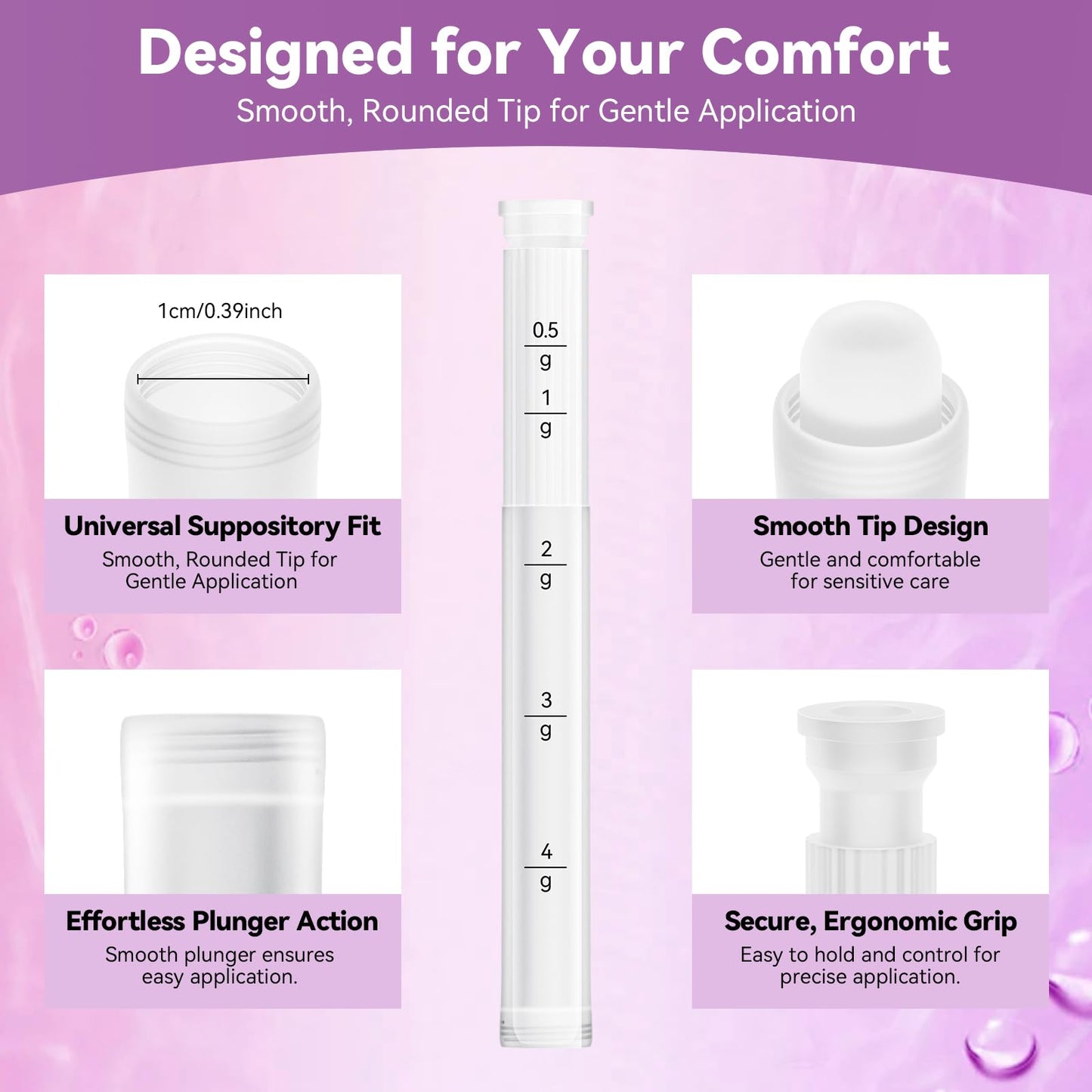 Disposable Vaginal Cream Applicators for Women, Vaginal Gel Applicator with Dosage Markings, Hygienic Threaded Injector Fits Premarin, Estrace, Preseed and Most OTC Gels, and Lubricants (20 Pack)