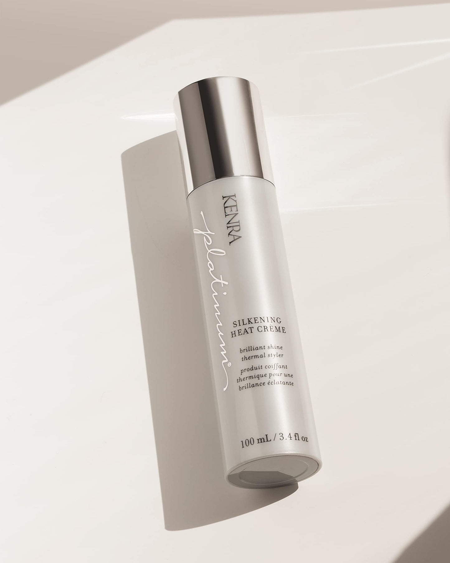 Kenra Platinum Silkening Heat Crème | Brilliant Shine Thermal Styler | Reduces Hot Tool Passes by 50% | Prevents Breakage & Improve Manageability | Heat Protectant | All Hair Types | 3.4 fl. Oz
