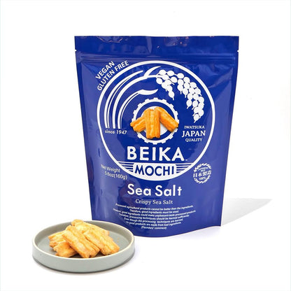 Sea Salt Flavor Japanese Rice Mochi Snack | Gluten-Free | Vegan | Made with 100% Japanese Rice and Sea Salt (160g)