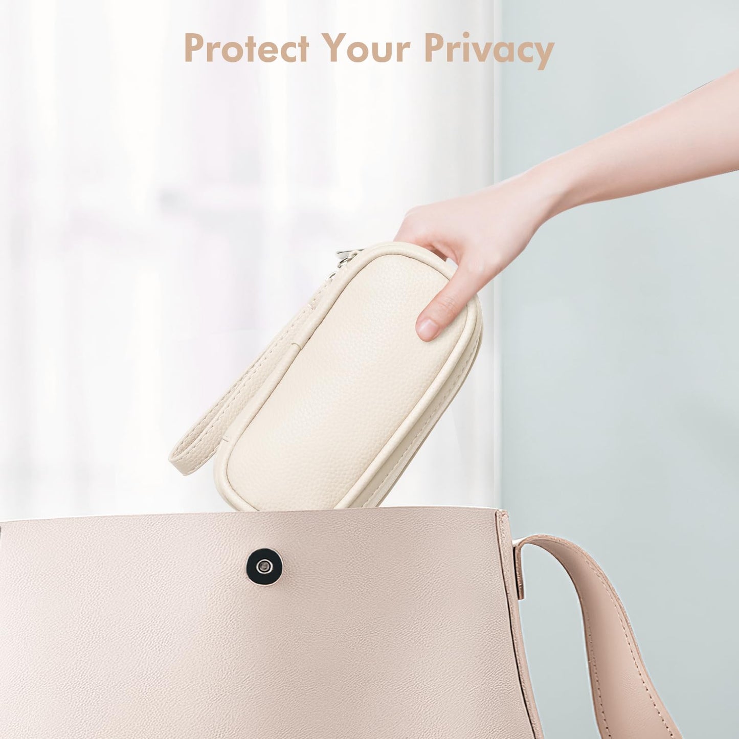 Tampon Holder for Purse, Portable period Bag with Handle,Travel Pads Tampons Pouch, Pu Leather Small Tampon Organizer Case for Feminine Products, Waterproof Period Bags for Women