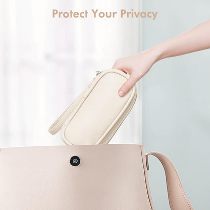 Tampon Holder for Purse, Portable period Bag with Handle,Travel Pads Tampons Pouch, Pu Leather Small Tampon Organizer Case for Feminine Products, Waterproof Period Bags for Women