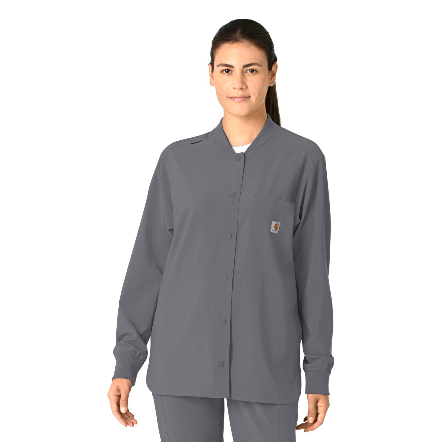 Carhartt Scrubs C82210 Women's Cross-Flex Modern Fit Shirt Jacket Medium Pewter