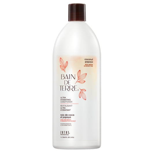 Bain de Terre Coconut Papaya Ultra Hydrating Conditioner, Moisture Quench for Dry, Damaged Hair, with Argan & Monoi Oils, Paraben-Free, Color-Safe, Vegan