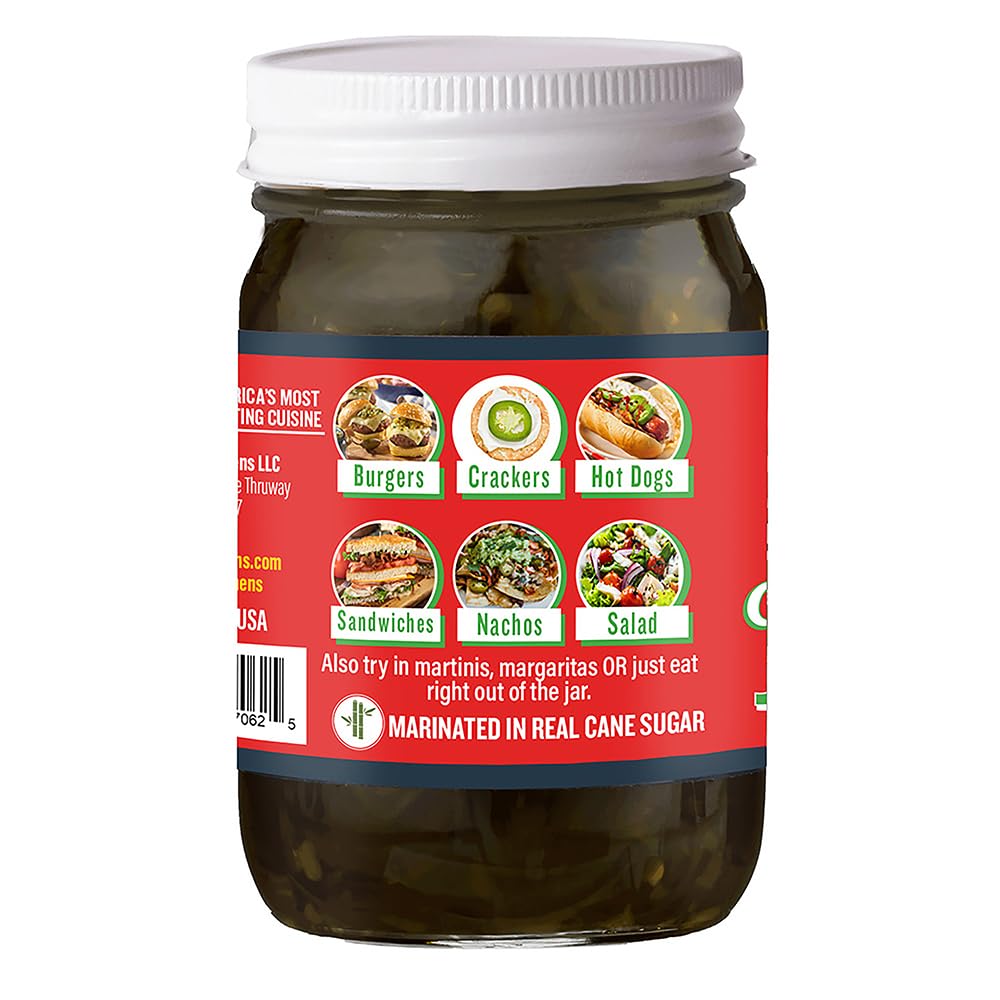 Ragin' Cajun Candied Jalapeño Slices - 14 fl oz Jar, All Natural - Sweet Spicy Louisiana Condiment for Nachos, Burgers & Sandwiches