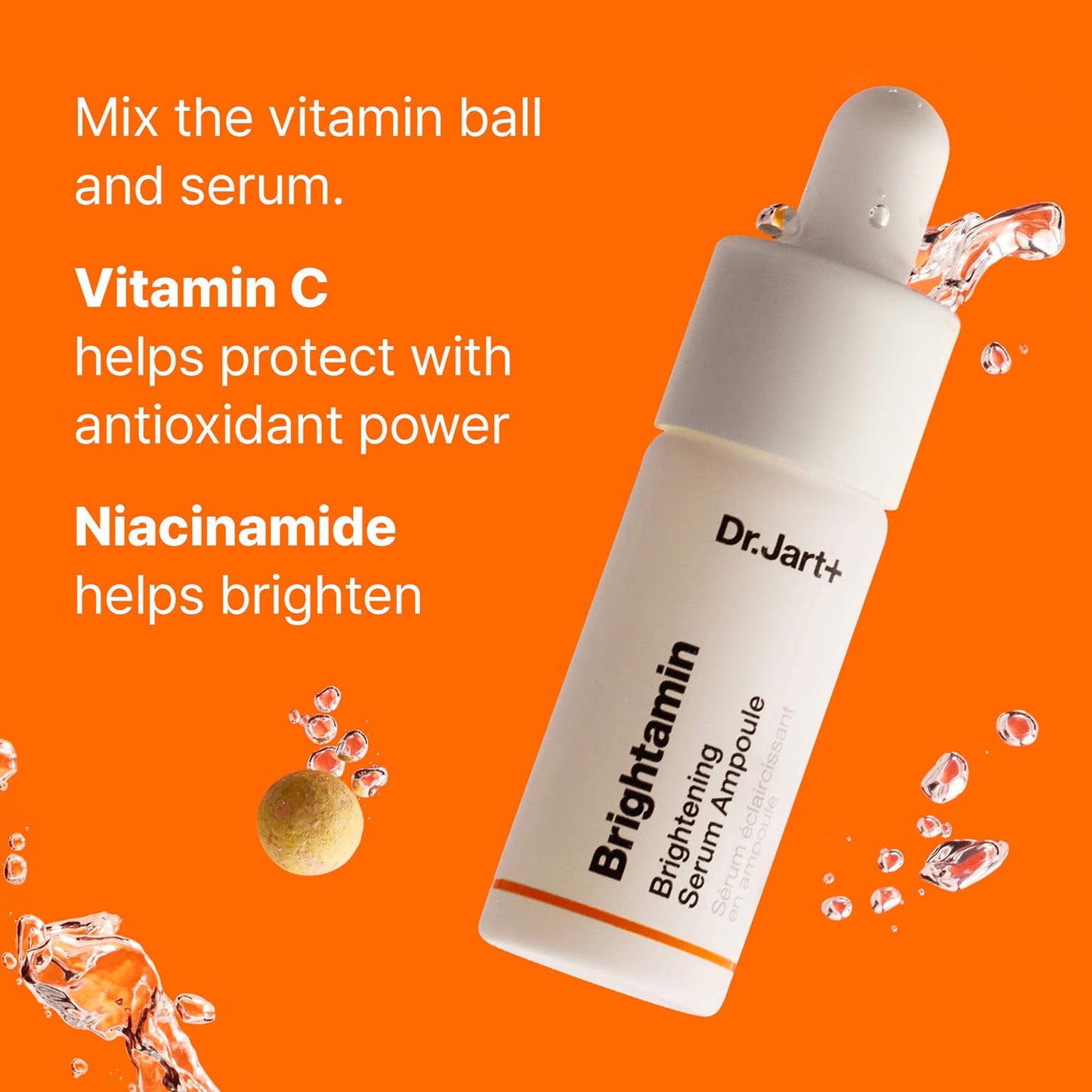 Dr.Jart+ Brightamin Brightening Korean Vitamin C and Niacinamide Serum For Visible Fine Lines | Dark Spot Correcting Glow Serum | Korean Skin Care, 0.27 Fl Oz