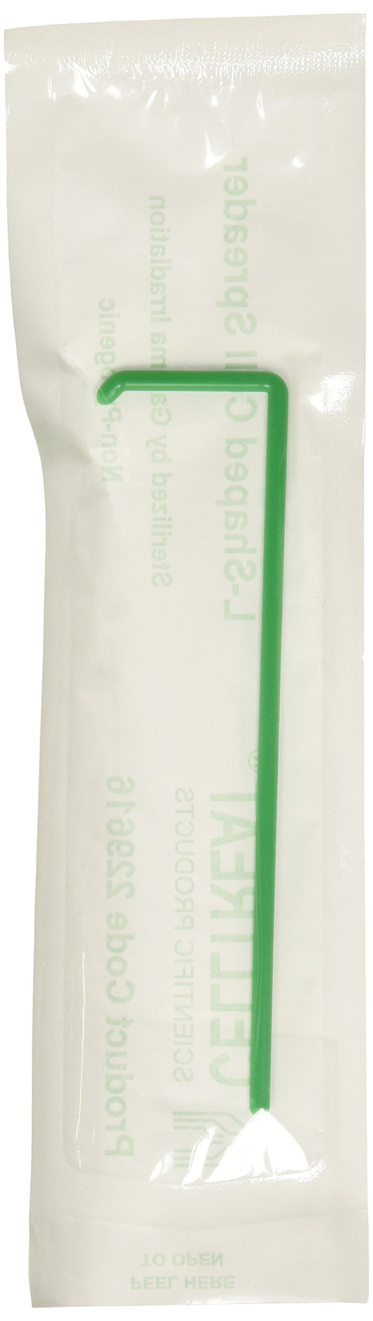 Celltreat 229616 Polypropylene L-Shaped Cell Spreader, Sterile, 145mm Length, Green (Case of 100)