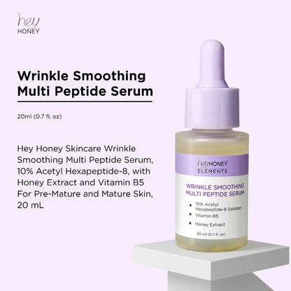 Hey Honey Wrinkle-Smoothing Multi-Peptide Serum | 10% Acetyl Hexapeptide-8 + Honey Extract & Vitamin B5, Visibly Reduce Fine Lines & Expression Wrinkles | 0.67 fl oz (20 mL)