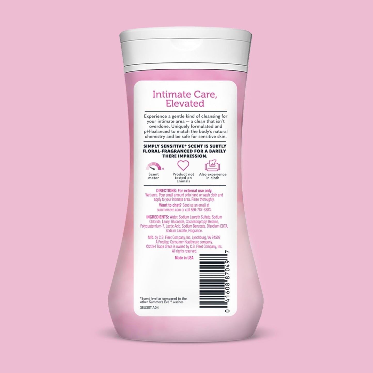 Summer's Eve Simply Sensitive Daily Gentle All Over Feminine Body Wash, Removes Odor, Feminine Wash pH Balanced, 9 fl oz, 12 Pack