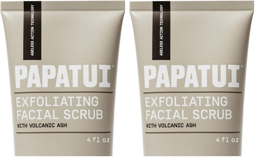 PAPATUI by Dwayne Johnson Exfoliating Facial Scrub for Men | Unscented | Visibly Smooths Wrinkles & Fine Lines | Made with Peptides, Volcanic Ash, Niacinamide, & Hyaluronic Acid | 4oz (Pack of 2)