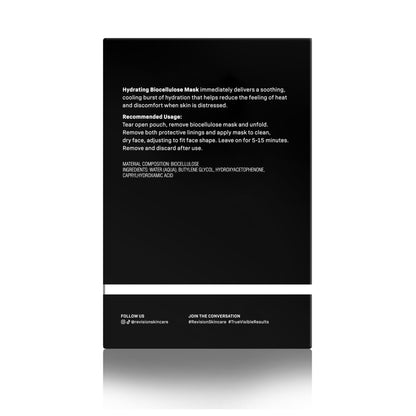 Revision Skincare Hydrating Biocellulose Mask, Soothing Treatment for Sensitive, Dry, and Irritated Skin, Reduces Discomfort and Enhances Skin Barrier Recovery, 1 Sheet