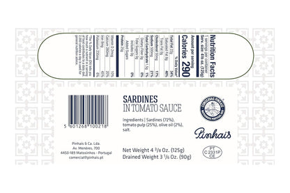 Pinhais Canned Sardines in Tomato Sauce, 4.4 oz (Pack of 4)