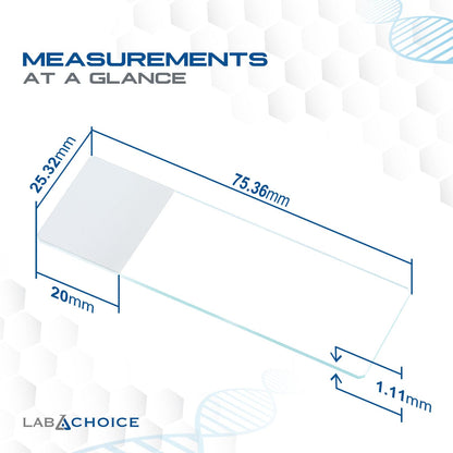 LabChoice Microscope Slides - Super Grade Green Glass Construction - Corner Grounded, 3"x 1" (75mm x 25mm x 1mm), Frosted White - Box of 72 Slides