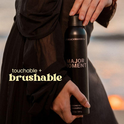 The Beachwaver Co. Major Moment Strong-Hold Hairspray - Travel Size (1.4 Oz) | Extra-Strength Vegan Hairspray For Long-Lasting Styles w/Brushable Finish - Removes Frizz & Locks In Style