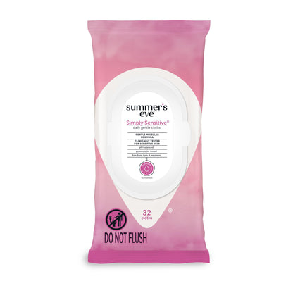 Summer's Eve Simply Sensitive 32ct & Ultimate Odor Control 12ct Feminine Wipes Bundle, Removes Odor, pH Balanced
