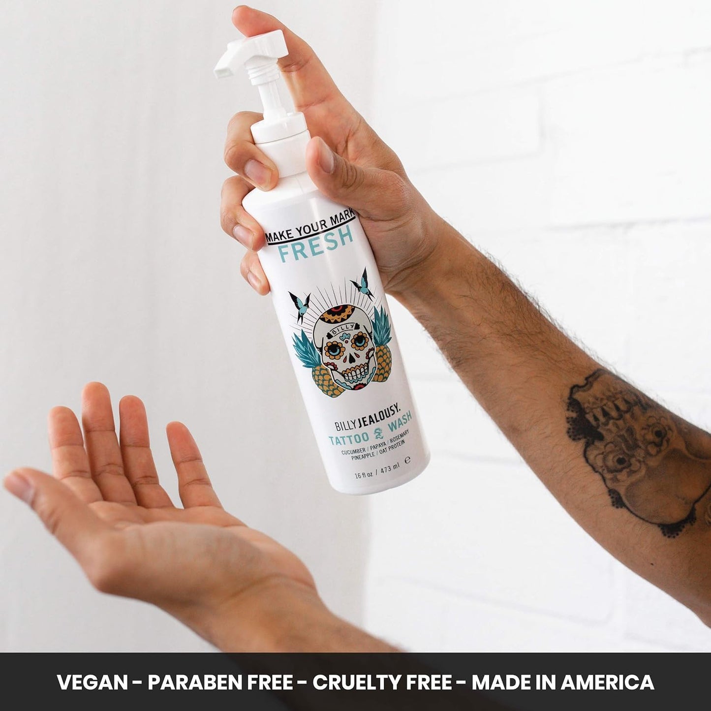 Billy Jealousy Make Your Mark Fresh Tattoo Wash, Cleansing and Hydrating Tattoo Aftercare Enriched With Cucumber and Rosemary