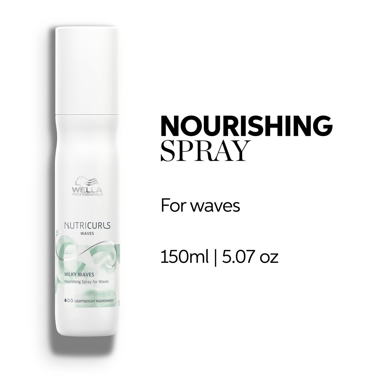 Wella Professionals Nutricurls Milky Waves Nourishing Leave-In Spray for Wavy Hair | Manageability for Soft Alluring Waves | 24H Anti-Frizz Control | 5.07 Fl Oz